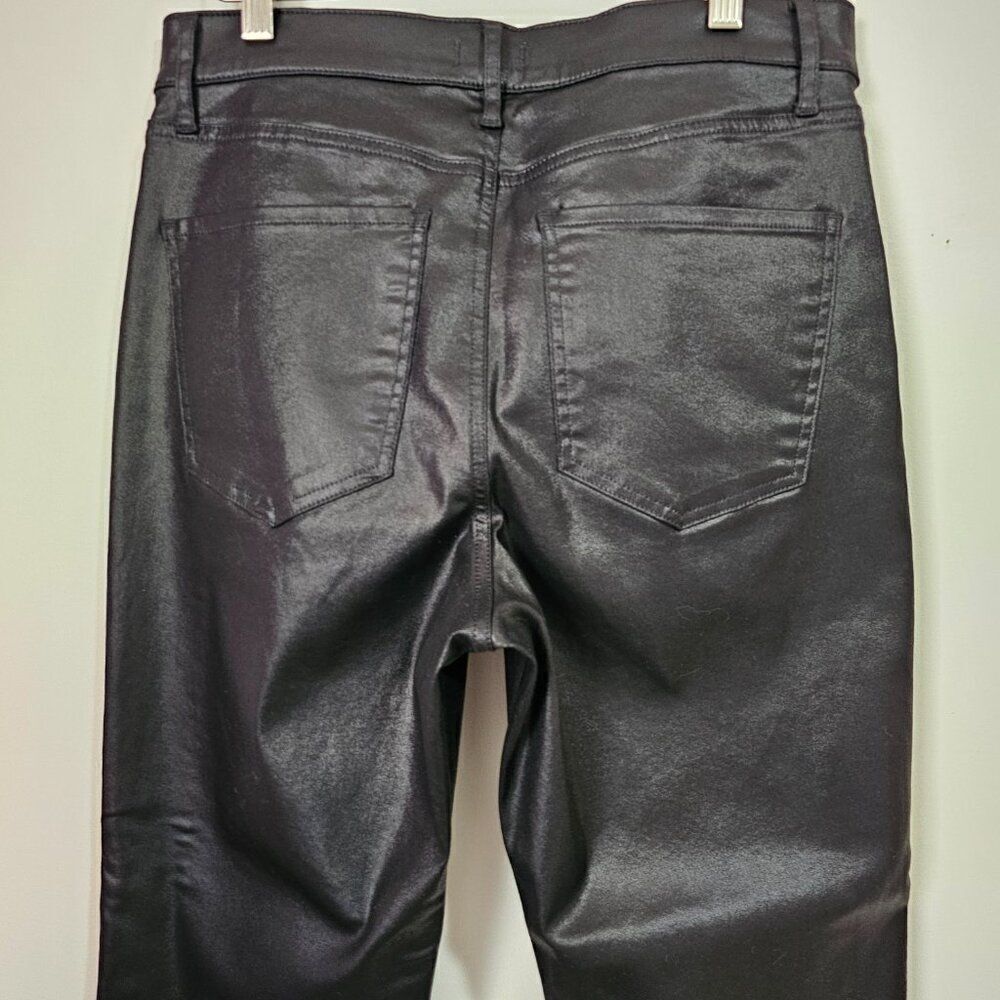 NWT EXPRESS BLACK MODERN STRAIGHT HIGH RISE LEATHER LOOK PANTS SIZE 12 SHORT - Picture 4 of 16